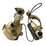 Активні навушники EARMOR M31 койот з кріпленнями чебурашка тактичні на шолом, фото 2