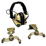 Активні навушники EARMOR M31 койот з кріпленнями чебурашка тактичні на шолом, фото 5