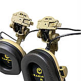 Активні навушники EARMOR M31 койот з кріпленнями чебурашка тактичні на шолом, фото 4