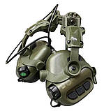 Активні навушники EARMOR M31 олива з кріпленнями чебурашка тактичні на шолом, фото 3