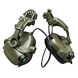 Активні навушники EARMOR M31 олива з кріпленнями чебурашка тактичні на шолом, фото 5