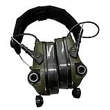 Активні навушники EARMOR M31 олива з кріпленнями чебурашка тактичні на шолом, фото 6