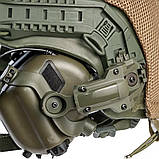 Активні навушники EARMOR M31 олива з кріпленнями чебурашка тактичні на шолом, фото 9