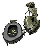 Активні навушники EARMOR M31 олива з кріпленнями чебурашка тактичні на шолом, фото 8