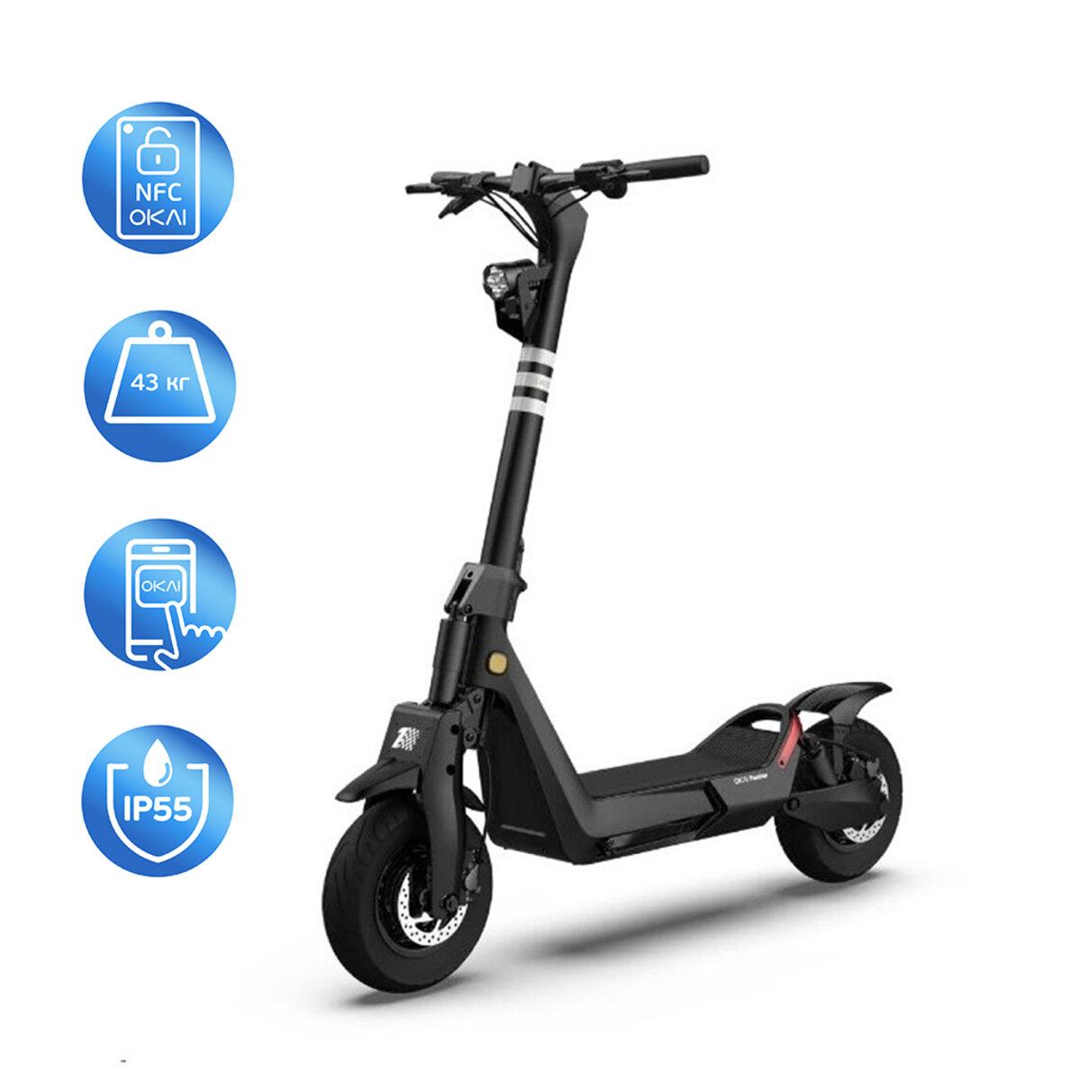 Електросамокат OKAI ES800 Panther Off-Road Black 12", 1500(3000)W, Dual Motor, 19,2Ah, 50km, 60km\h, 35%, NFC, App, 43kg (ES800-B), фото 1