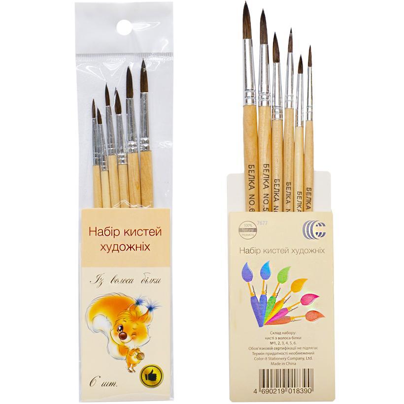 Набір пензликів "Білка" 6 штук "C", фото 1