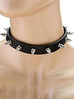 Кожаный чокер с шипами в стиле панк рок Чокер ошейник черный
