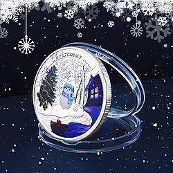 Монета сувенір "Щасливого Різдва!" Сніговик. Сильвер подарунок на Новий рік і Різдво