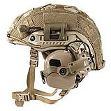 Балалістичний шолом AholdTech Fast Premium NIJ IIIA койот мультиків із навушниками EARMOR M31 і чебурашка, фото 2