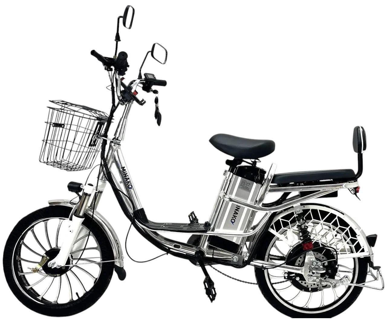 Електровелосипед Minako PRO 60V 19Ah (600w) + PASS-система Сріблястий