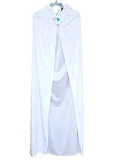 Плащ — мантія білий велюровий (120 см). Карнавальний білий плащ із капюшоном, фото 3