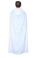 Плащ — мантія білий велюровий (120 см). Карнавальний білий плащ із капюшоном, фото 4