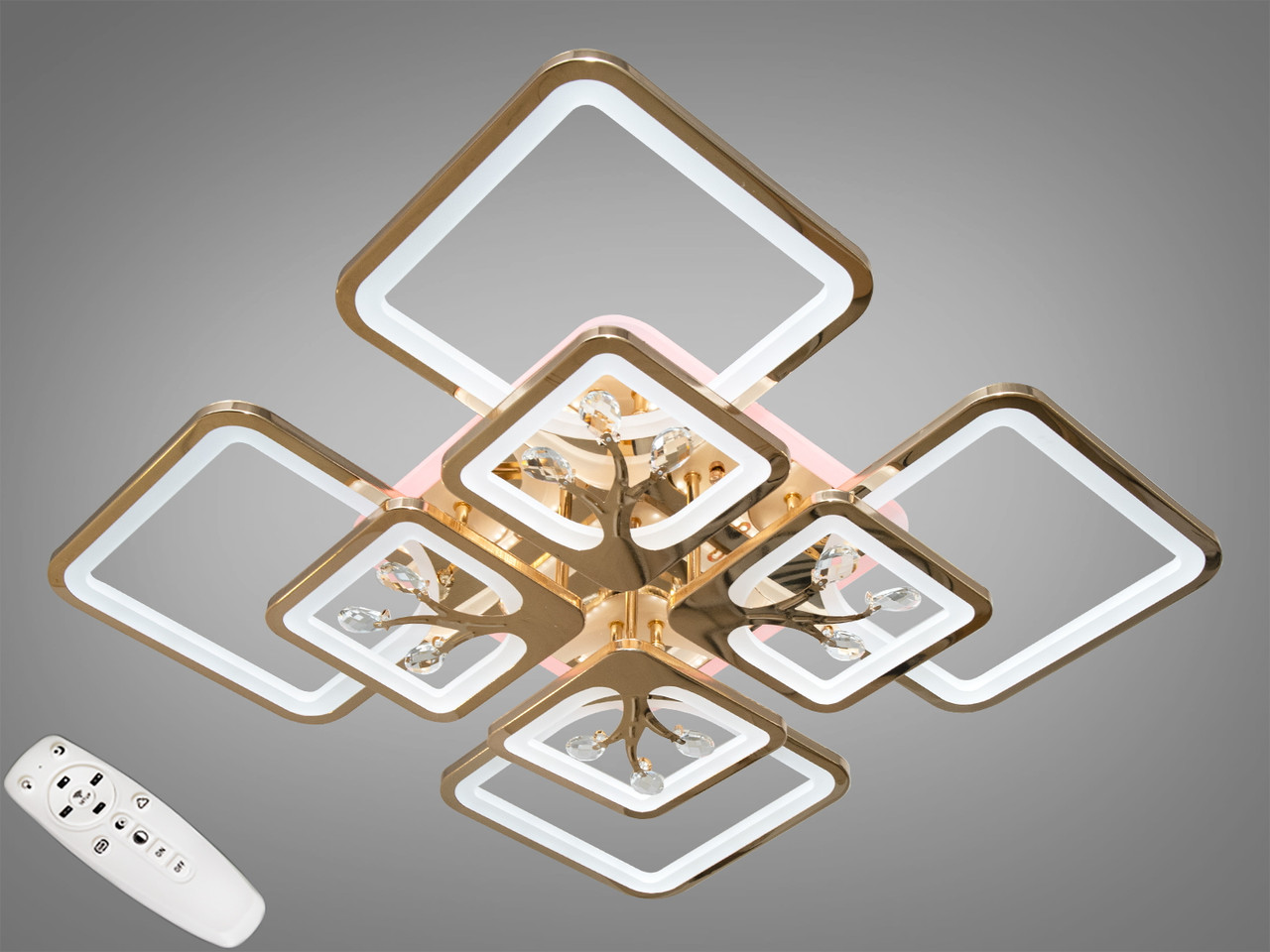 Світлодіодна люстра Diasha 8157/4+4G LED 3color dimmer, фото 1