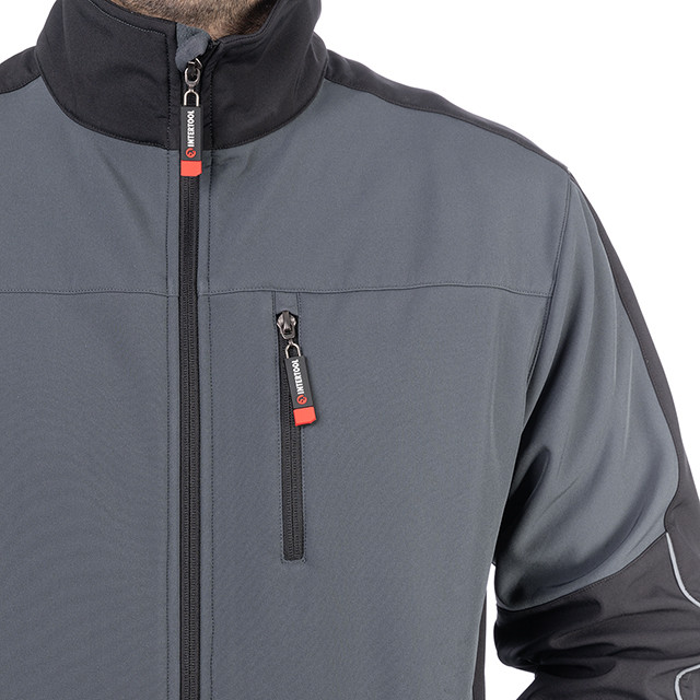 Куртка SOFTSHELL темно-сіра - чорна, трехслойная, тканина стрейч SOFTSHEL 300 GSM 100D з водо і вітро