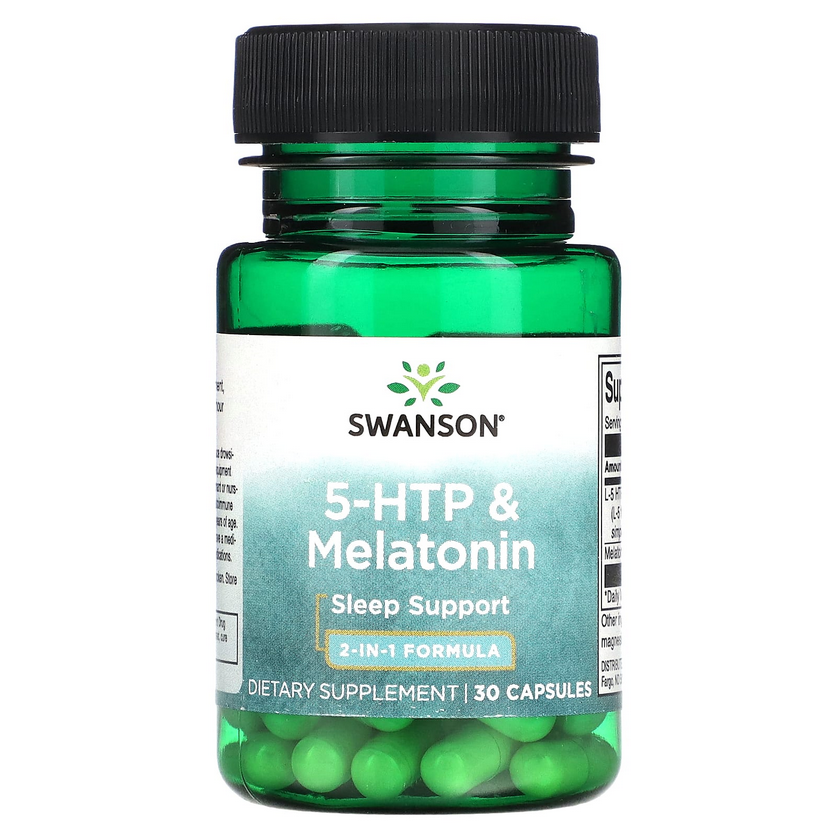 5-гідрокситриптофан і Мелатонін/Swanson 5-HTP & Melatonin 30 Caps