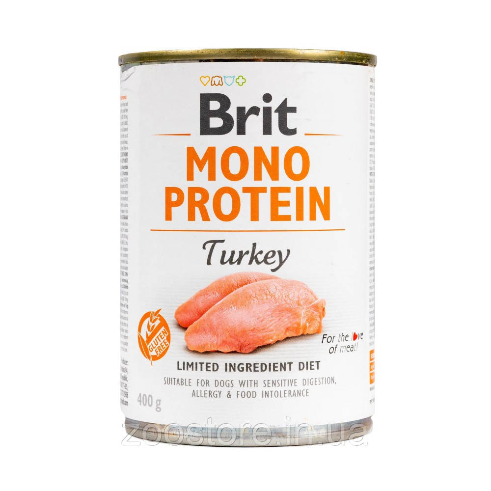 Корм вологий для собак Brit Mono Protein Turkey 400 г (індичка)