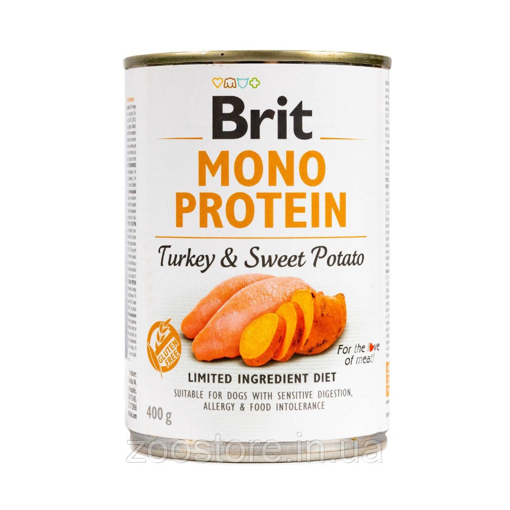 Корм вологий для собак Brit Mono Protein Turkey & Sweet Potato 400 г (індичка і батату)