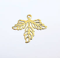 Підвіска Finding Кулон лист Золотистий 26 мм x 23 мм