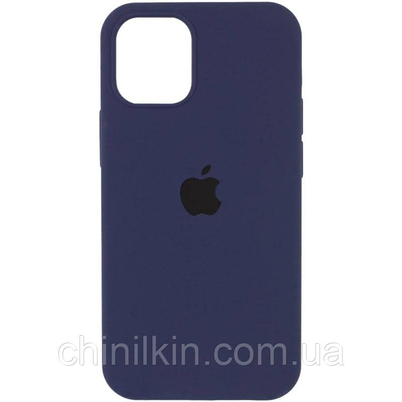 Накладка (з мікрофіброю) Silicone Case Full Protective для iPhone 15 Plus- темно-синій, фото 1