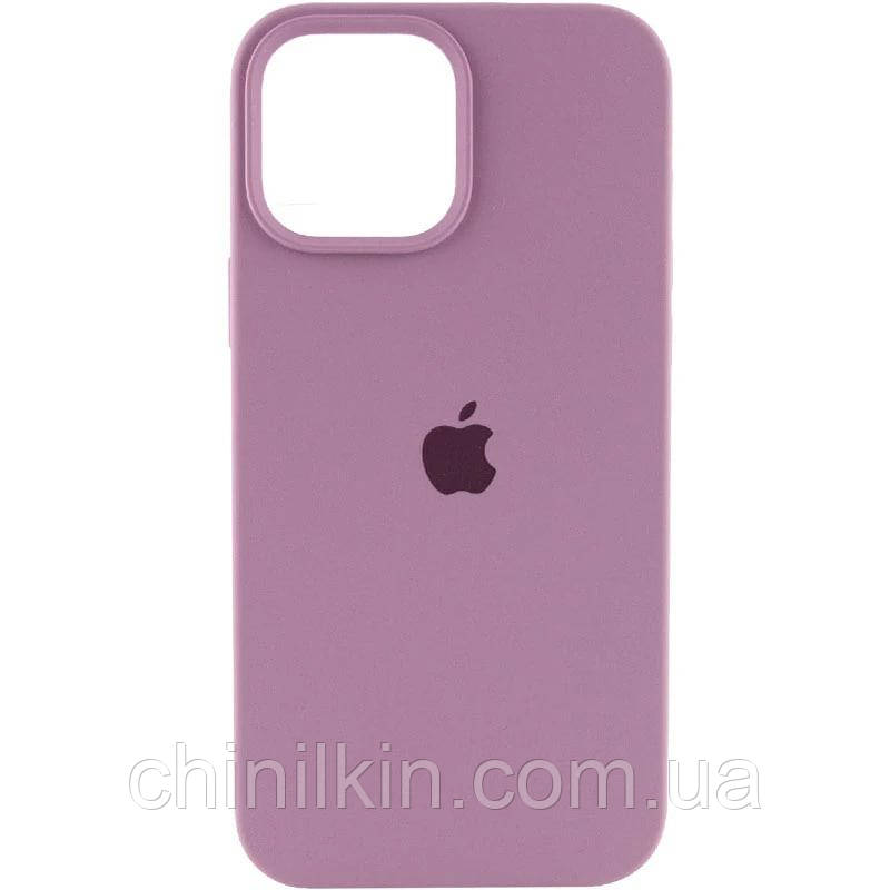Накладка (з мікрофіброю) Silicone Case Full Protective для iPhone 14 Pro- ліловий, фото 1