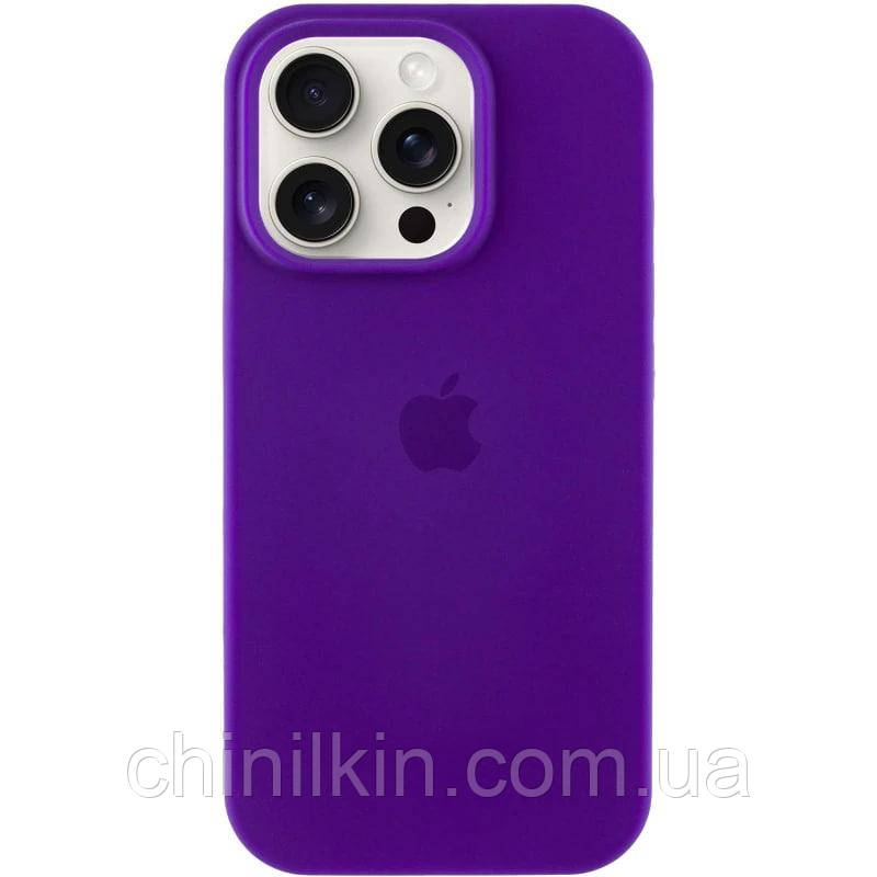 Накладка (з мікрофіброю) Silicone Case Full Protective для iPhone 14 Pro- ультра-фіолетовий, фото 1