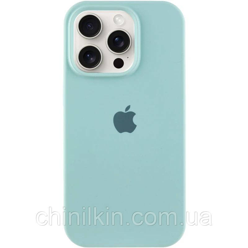 Накладка (з мікрофіброю) Silicone Case Full Protective для iPhone 14 Pro- світло-бірюзовий, фото 1