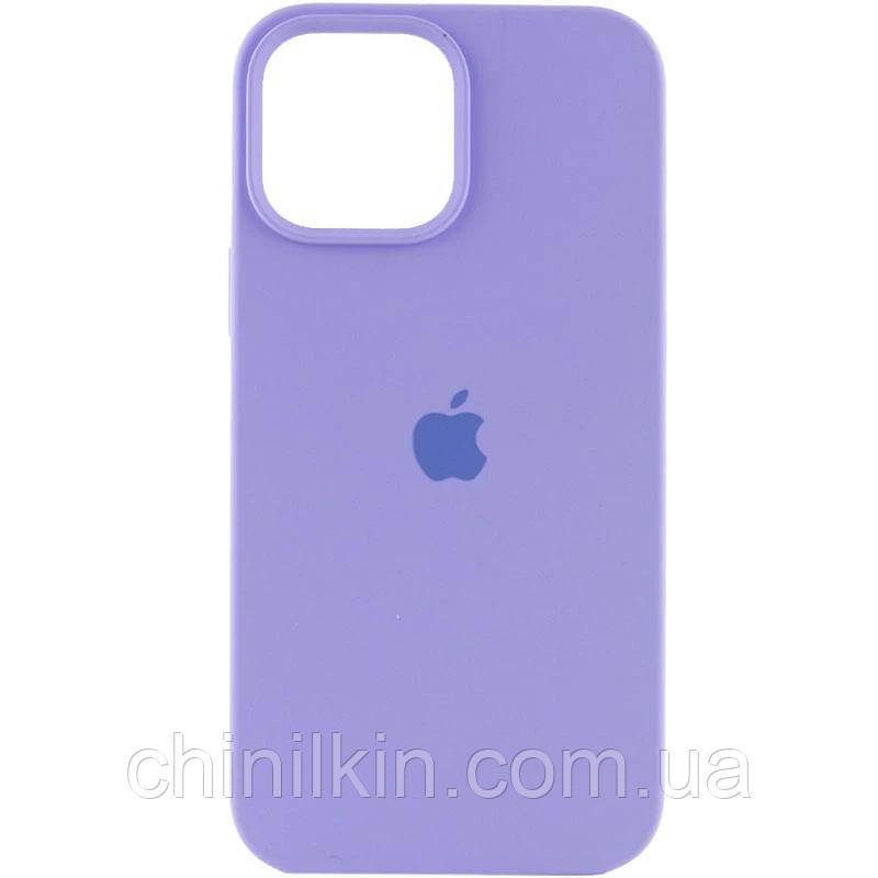 Накладка (з мікрофіброю) Silicone Case Full Protective для iPhone 14 Pro- бузковий, фото 1