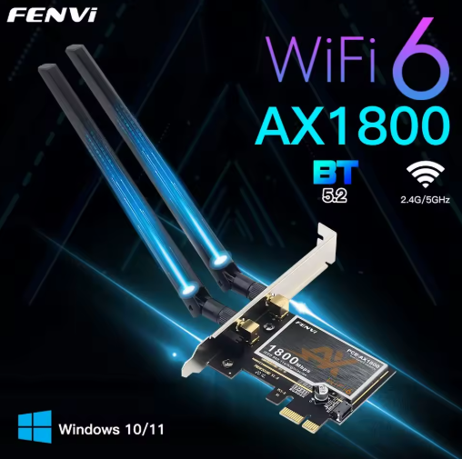 Бездротова WiFi-картаFENVI WiFi 6 PCIe 1800 BT5.2 802.11AX адаптер дводіапазонний 2,4 ГГц/5 ГГц BT5.2