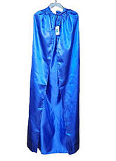 Плащ синій атласний із капюшоном (150 см). Карнавальний синій плащ мантія, фото 4