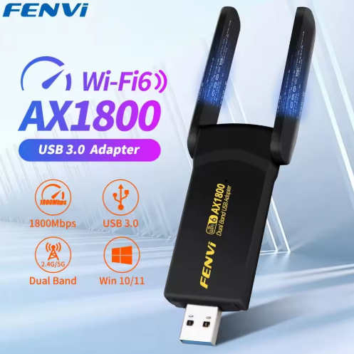 FENVI 1800 Мбіт/с Wi-Fi 6 USB-адаптер, дводіапазонний 2,4 Г/5 ГГц, бездротовий WiFi-приймач