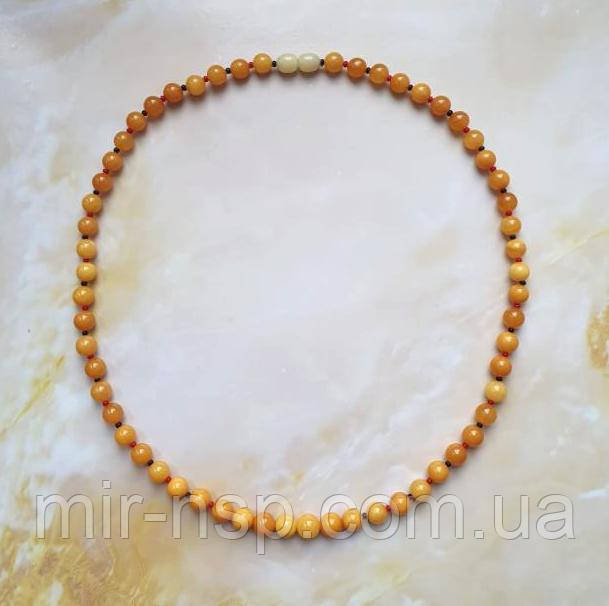Намисто 100% натуральний бурштин куля 7-8 мм вага 14,1г довжина 51 см, фото 1