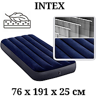 Надувний одномісний велюровий матрац для сну Intex 64756 76 х 191 х 25 см синій, в намет, пляжний