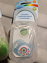 Пипка силіконова кругла в контейнері 6-12 міс блакитного