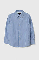 Детская рубашка в голубовато-белую полоску с длинным рукавом Tommy Hilfiger размер 92-98 на 2-3 года