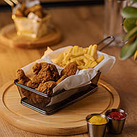 Кошик для подачі фрі 21×11.5 см прямокутний з ручкою посуд для подачі HoReCa