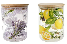 Банка скляна "Classic" 2 деколі з бамбуковою кришкою 1 шт Helios 800 мл 5241