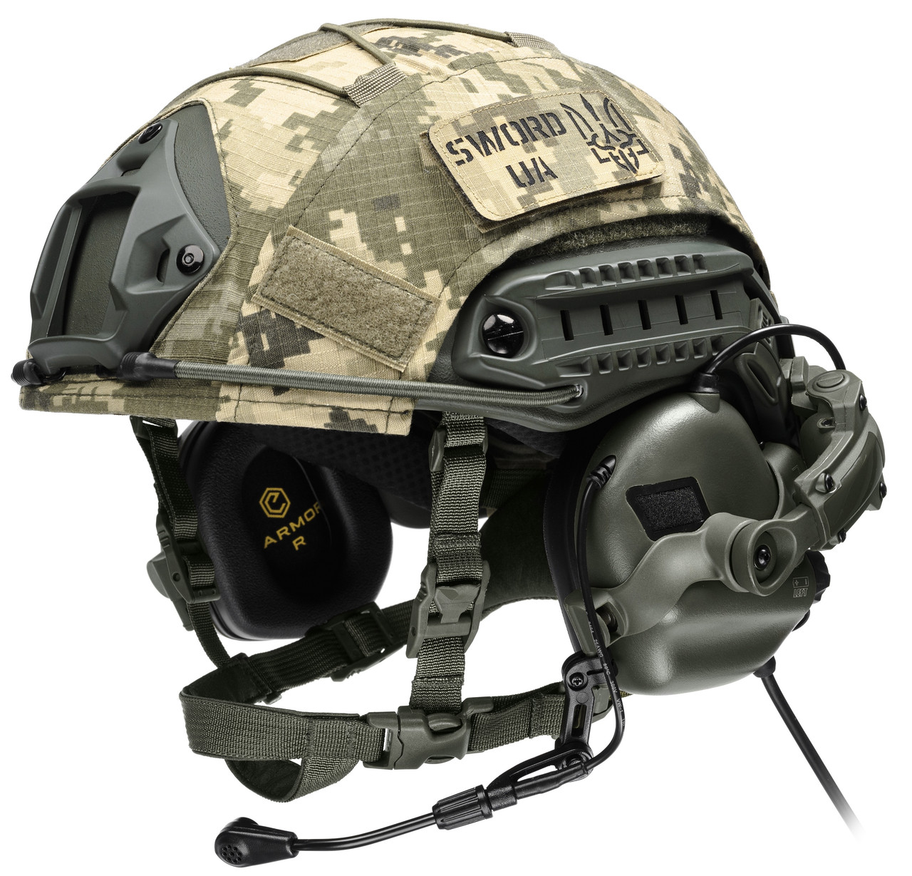 Балістичний шолом каска FAST Helmet NIJ IIIA Тактичні навушники M32