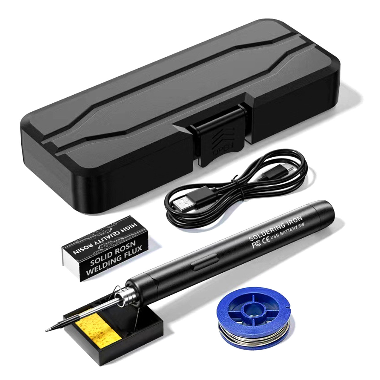 Легкий електричний паяльник USB на 5V (чорний), компактний професійний паяльник зі зручною ручкою та аксесуарами