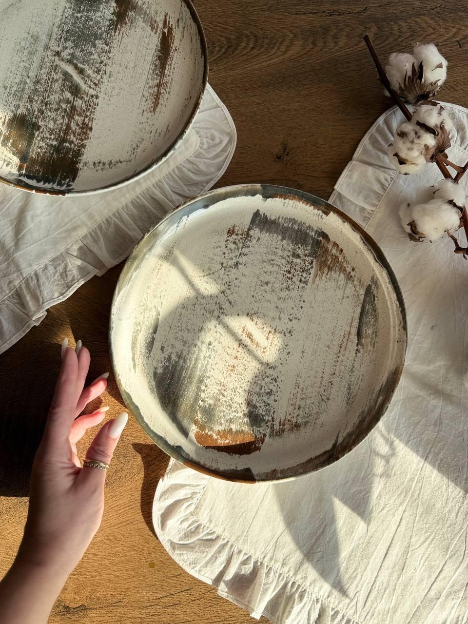 Тарілка Кругла з бортиком 25 см Milk Stone