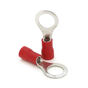 Клема тип "О" RV5.5-10, 0.7 мм, дріт 4.0-6.0, ізольована, максимальний струм 48А, під обтискача, латунь, 100шт в упаковці, ціна за