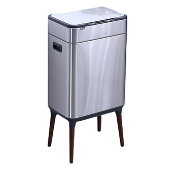 Сенсорне відро для сміття JAH 40 л прямокутне на ніжках срібний металік з внутрішнім відром