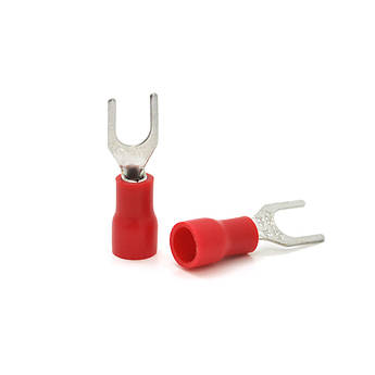 Клема тип "U" 0.5мм, SV1.25-4, провід 0.5-1.5, ізольована, максимальний струм 19А, під обтискання, латунь, 100 штук в упаковці,