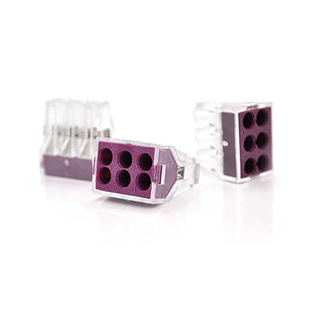 Клема із затискачем 6-провідна WAGO K773-106 для розподільчих коробок, 6-pin, прозоро-фіолетова