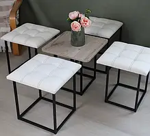 Пуф трансформер 5в1 зі столиком, тканина велюр антикоготь ST-232