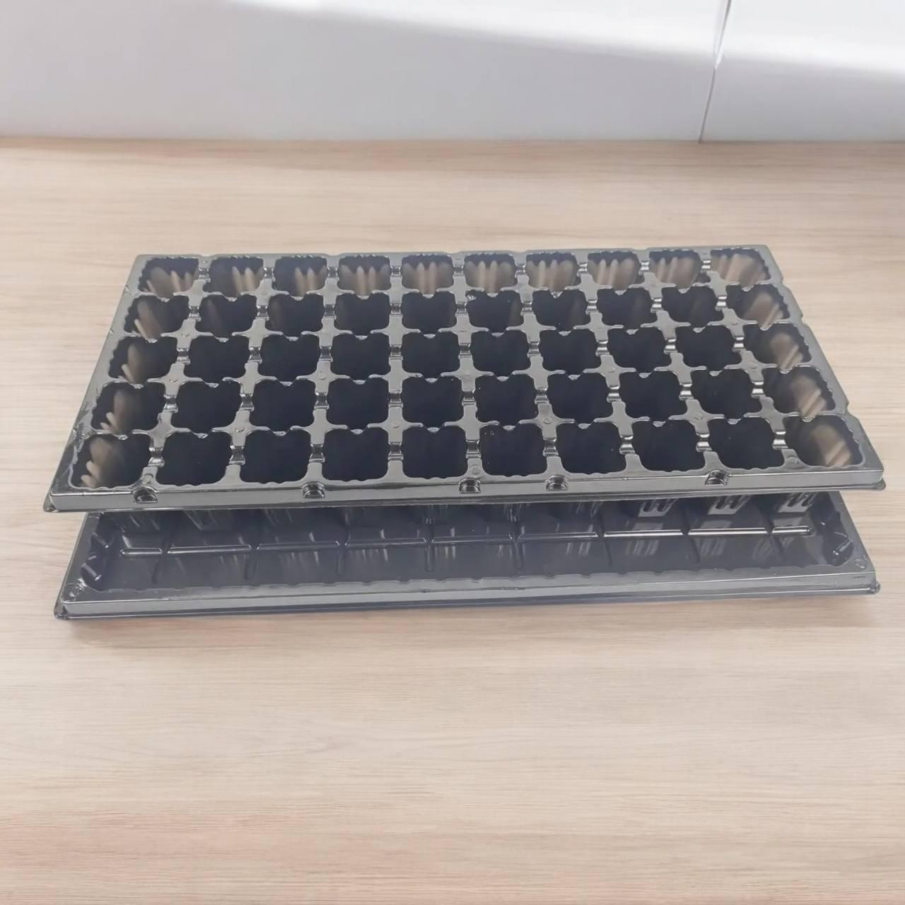 Касета для розсади 44×20,5×5,5 см, пластикова, з піддоном, 50 V-осередків (50 см³), фото 1