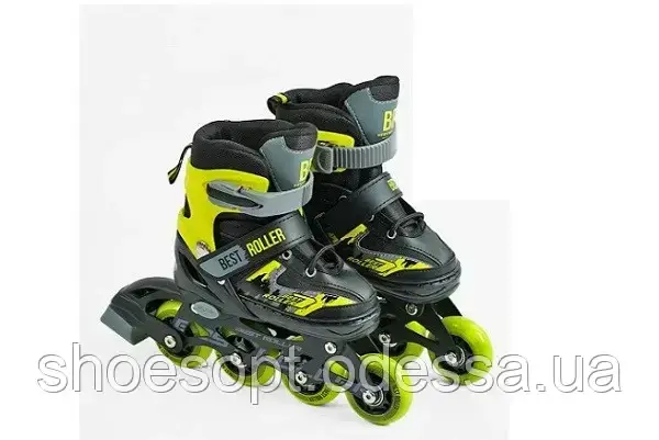 Ролики розсувні жовті дитячі та дорослі, розмір 29-33, 34-37, 38-42, фото 1