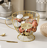 Металева ємність для кавових капсул, кошик для цукерок у вигляді чашки (золотистий)
