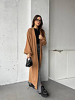 Довгий в'язаний жіночий кардиган стильний модний вільний якісний з об'ємними рукавами арт 222не