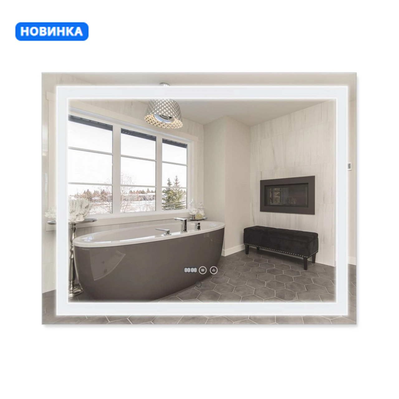 Дзеркало Qtap Mideya (DC-F614) 1000х800 з LED-підсвічуванням Touch, з антизапотіванням, димером QT2078F614W Techno-Torba Гарант