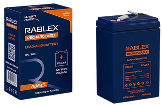 Акумуляторна батарея Rablex 6 V 4.5 Ah (RB645), олив'яно-кислотна (SLA)